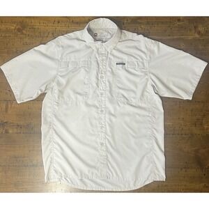 Simms Short Sleeve Fishing Shirt Men's Medium Vented Beige Guide Series Outdoors